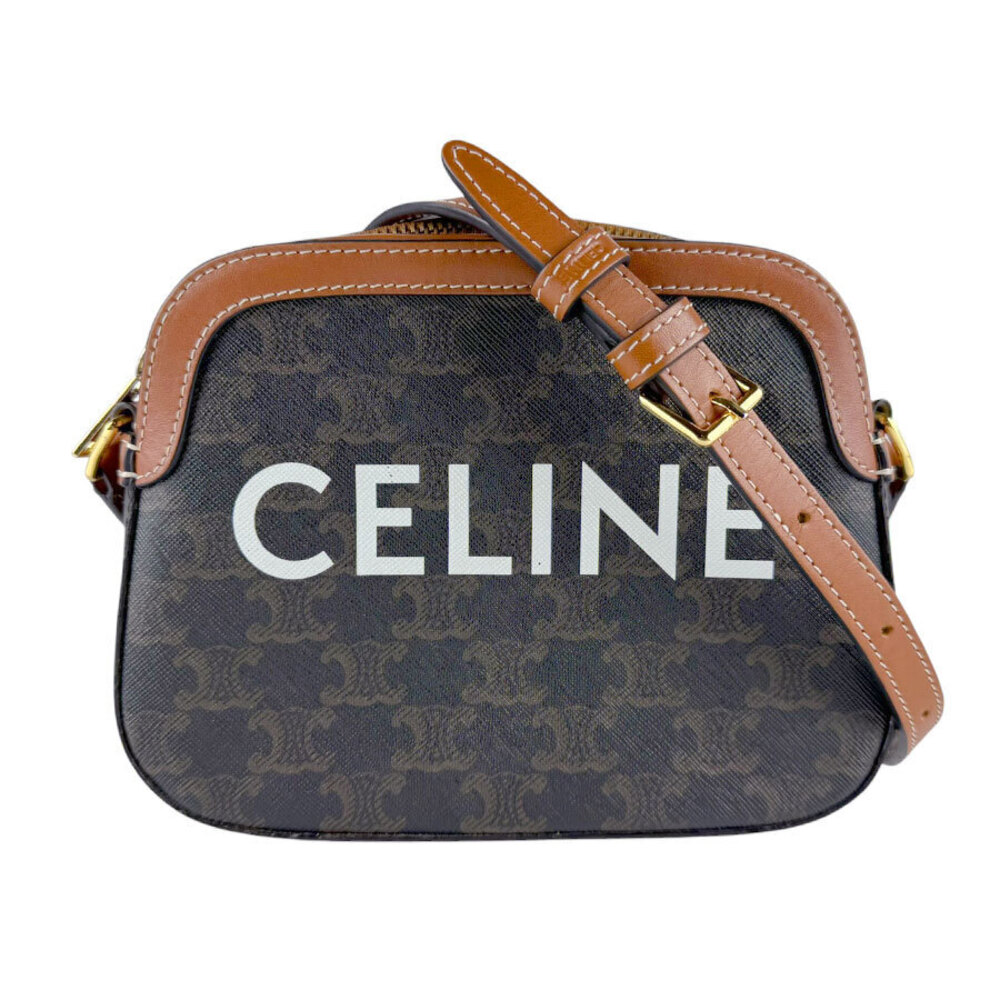 Celine Triomphe Shoulder Bag Camera Leather Brown